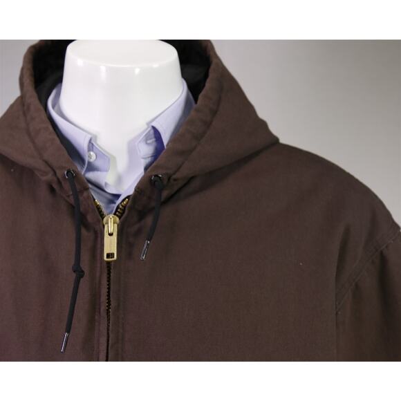 Carhartt Mens J280 DK8 Brown Washed Duck Active Quilt Lined Hooded Jacket 2XL - Picture 4 of 9